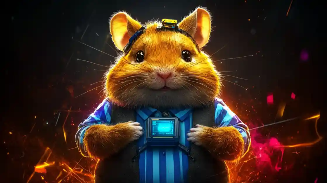 A cute and tech-savvy hamster character wearing a vest and a headset, with a friendly expression, representing the playful and innovative spirit of ck666.